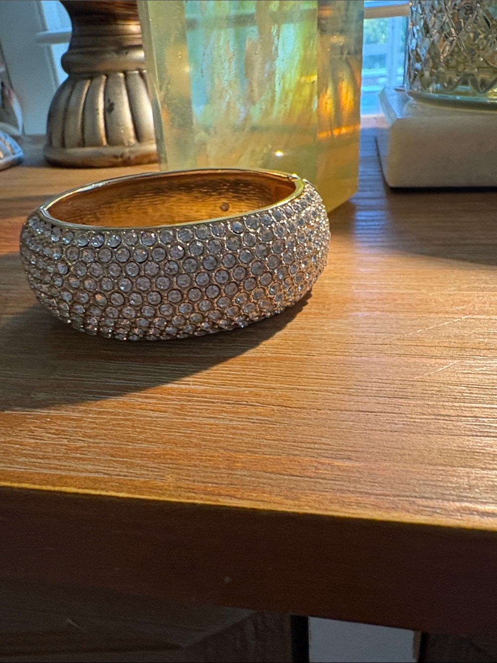 Gold Crystal Pavé Bangle Bracelet - Women Jewelry
